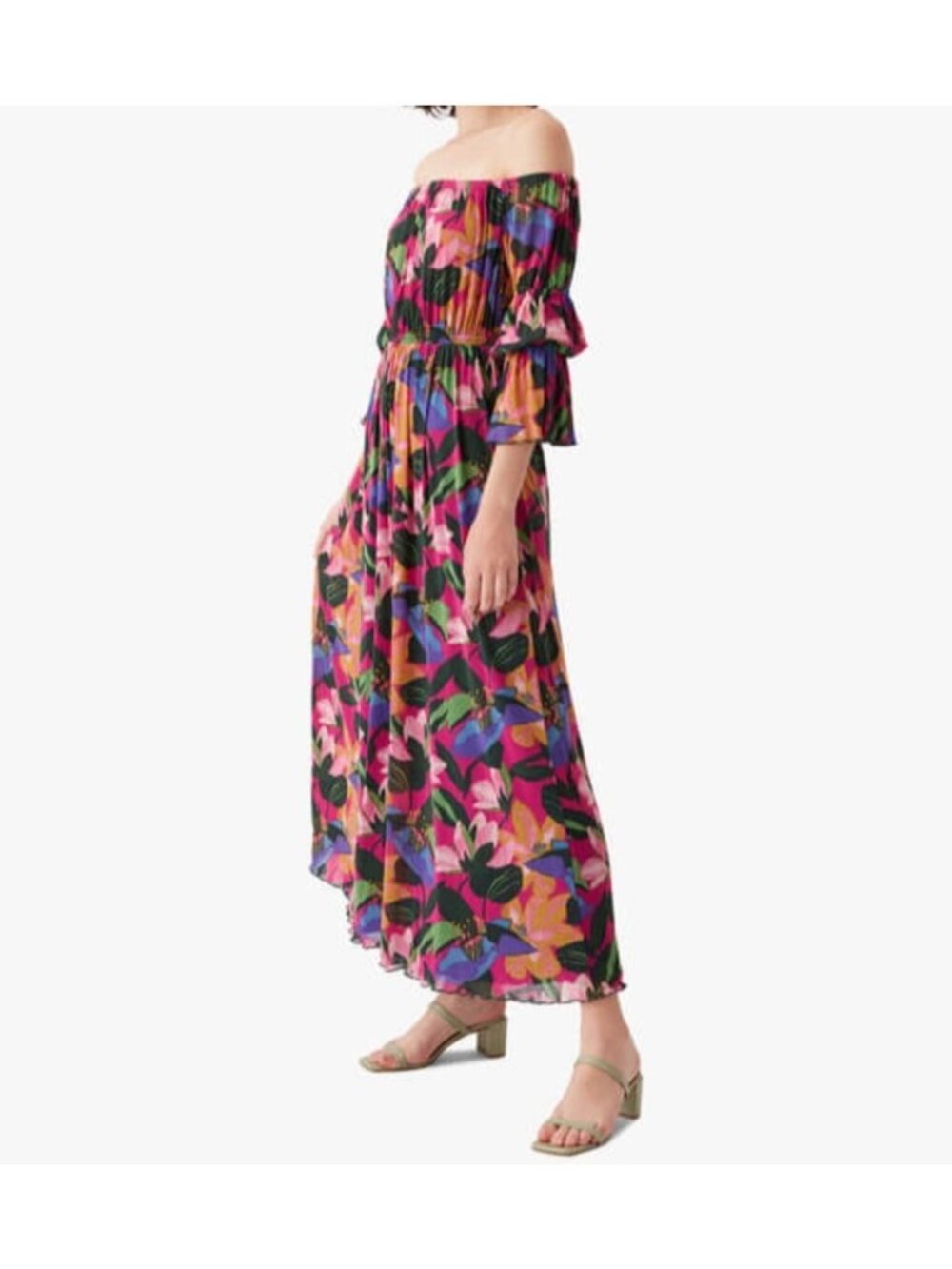 Diane Von Furstenberg Womens Sz XS Floral Off-Shoulder Maxi Dress Pink Multicolo